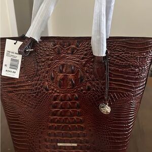 Brahmin Rich Brown Crocodile Embossed Tote